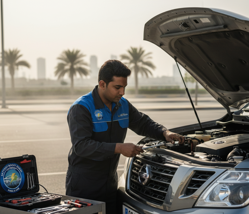 Top Batteries For Nissan Patrol a technician check the Nissan car battery