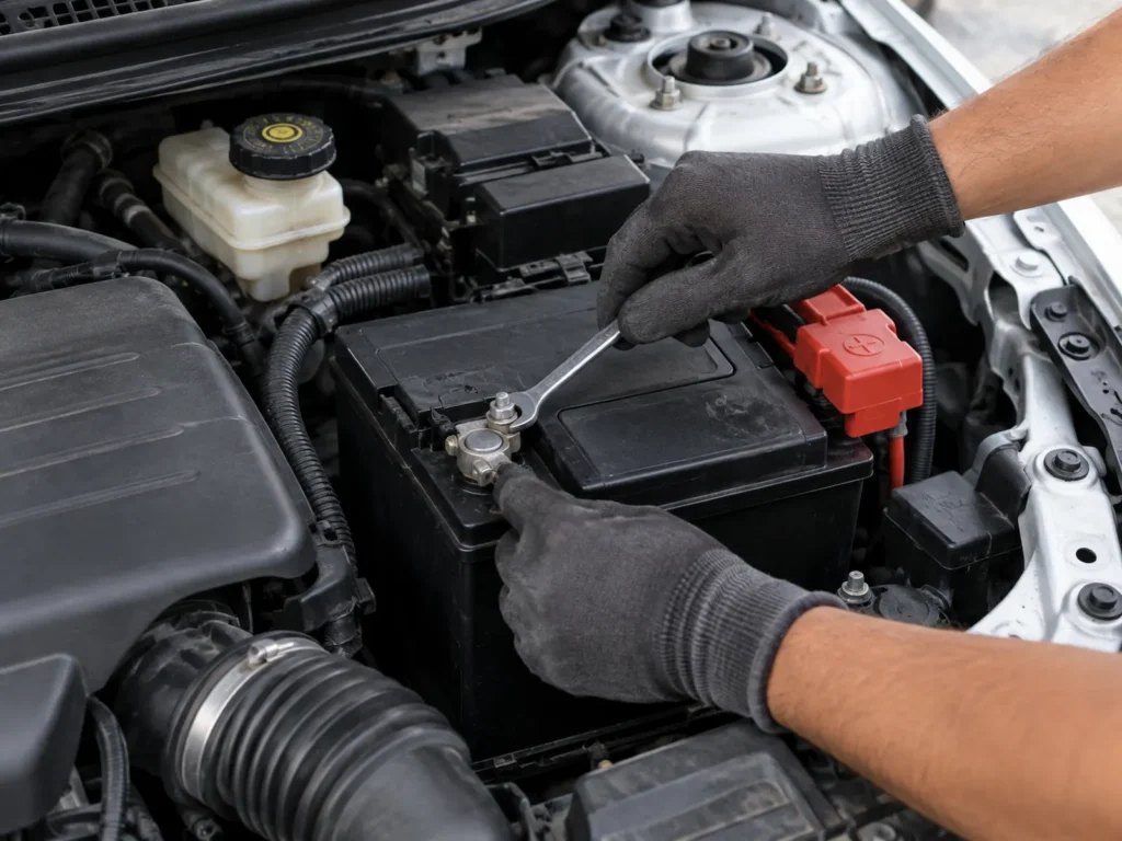 Honda car battery group size 51R showing the JIS terminal layout with positive on the right